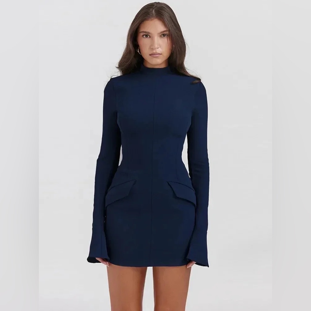 House of CB Mahalia Dress in Navy Small